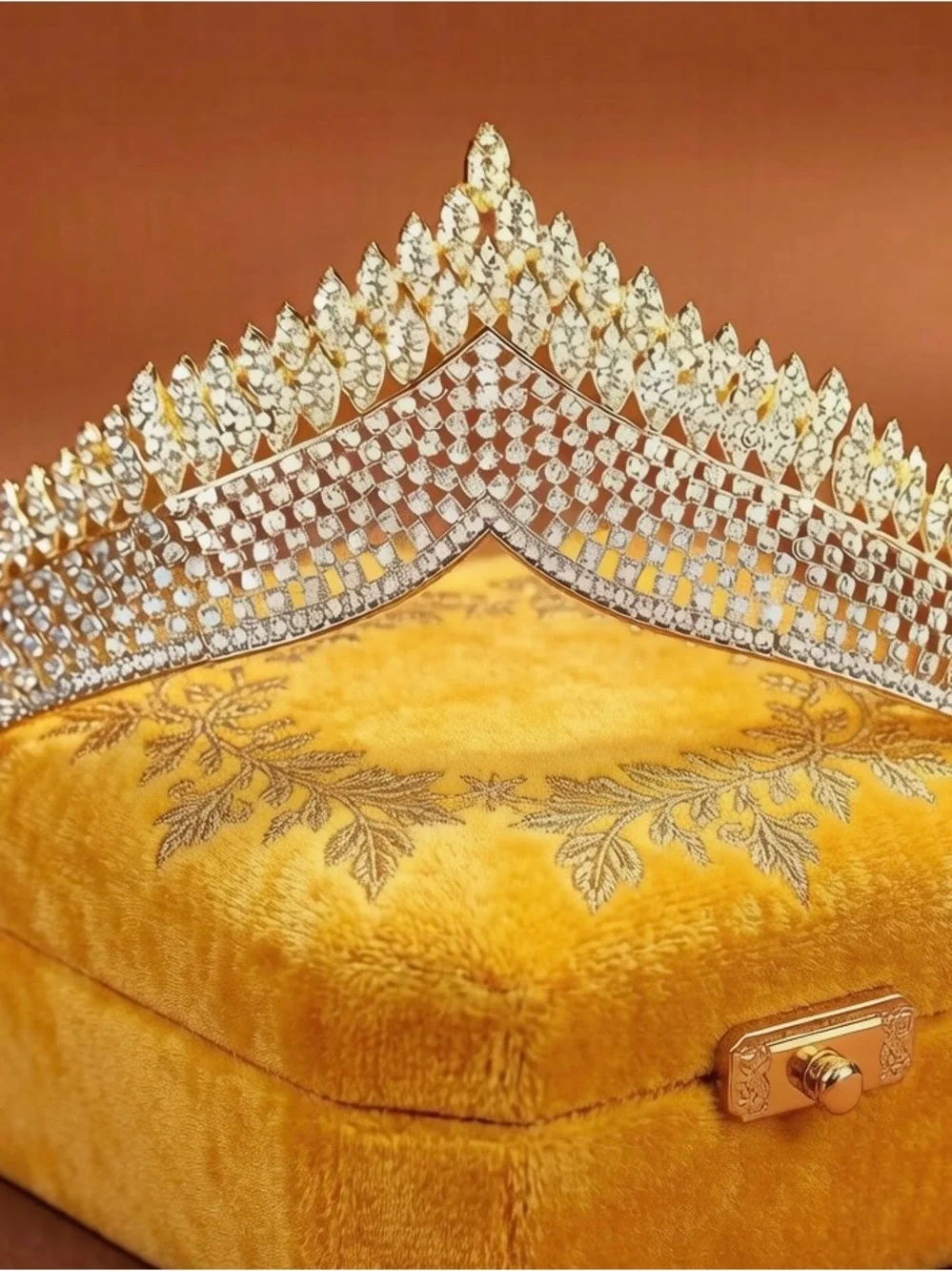 Velvet Gold Crystal Tiara Accent